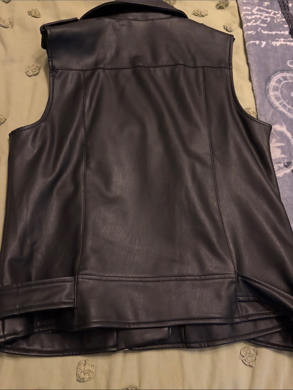 Calvin Klein Jeans Black Faux Leather Moto Vest with Belt - Picture 4 of 4